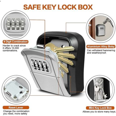 AlwaysH Wall-Mounted Security Key Box Mini Secure Outdoor Key Box with ...