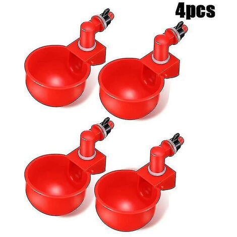 4 Chicken Drinker Cups With Float Valve & Bucket Connector - Poultry Water Bowl Set For Coops 1 thumbnail image