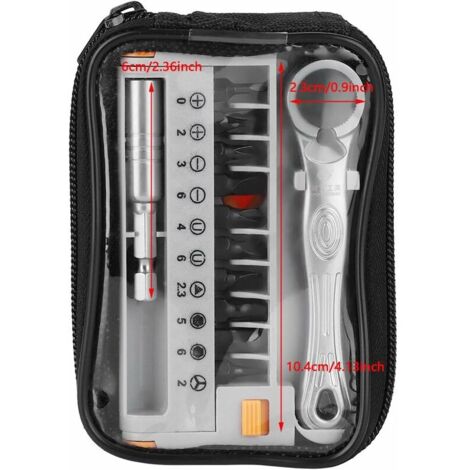 AlwaysH Screwdriver Wrenches Set Portable 12 in 1 Quick Ratchet Socket Wrench and Bits 1/4” Mini Hand Repair Tool