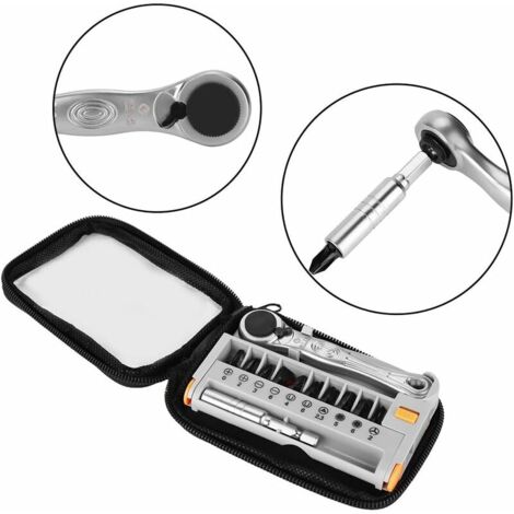 AlwaysH Screwdriver Wrenches Set Portable 12 in 1 Quick Ratchet Socket Wrench and Bits 1/4” Mini Hand Repair Tool