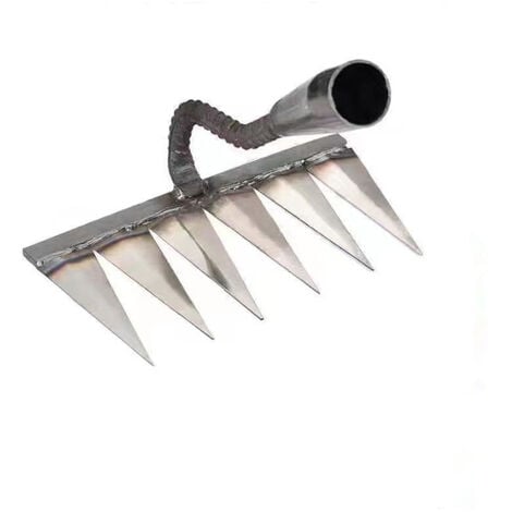 AlwaysH Metal Stubble Rake for Gardening Weeding - Sturdy Metal Tooth Rake,Silver,2313cm