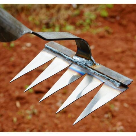 AlwaysH Metal Stubble Rake for Gardening Weeding - Sturdy Metal Tooth Rake,Silver,2313cm