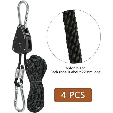 AlwaysH Lanyard Lifting Metal Pulley Awning Tent Rope Tensioner (2 Pair Black)-
