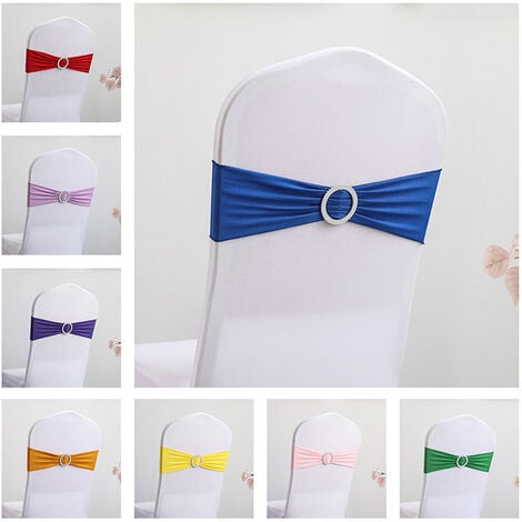 AlwaysH 60 Pack Spandex Stretch Sashes with Sliding Buckle for Wedding ...