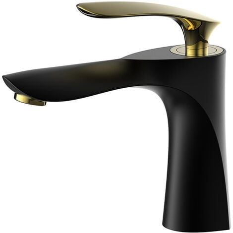 AlwaysHBathroom Faucet,Black Waterfall High Basin Faucets,Single Handle Basin Mixer Tap One Hole Solid Brass Body,Ceramic Valve,SHUNLI