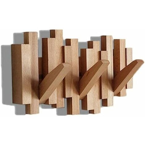 AlwaysHModern Wall Mounted Coat Rack, Solid Wood Corner Hanger for Home Wall Bedroom Coat Rack Cloakroom Cabinet Shelf Frame Wardrobe Clothes Rack Easy Assembly