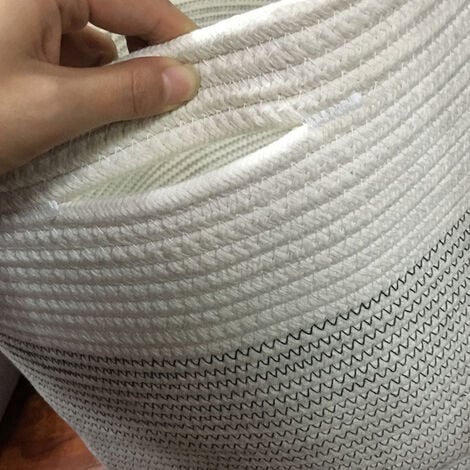 AlwaysHLarge Woven Cotton Rope Basket Baby Laundry Hamper For Blankets Toys Storage Basket With Handle Quilt Cushions Storage Bins Yarn Laundry Hamper-Black Dot 5535cm