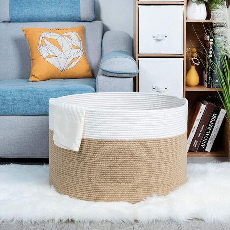 ENAORGAN 70L Large Rainbow Jute Rope Blanket Basket - 20" Wide Storage Bin For Living Room, Toys, Clothes - View #7