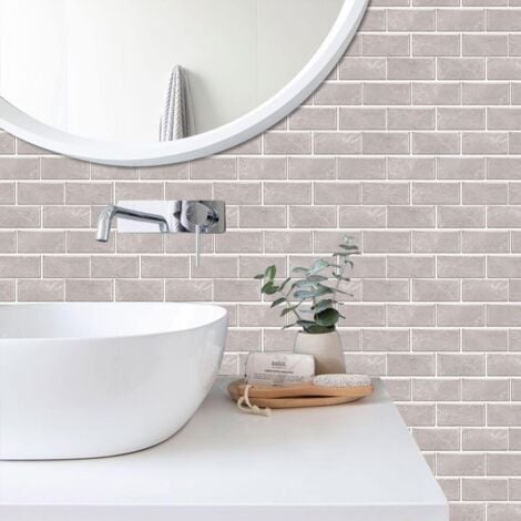 AlwaysHKitchen Tile Stickers, 12 Pieces Self Adhesive Tile Sticker Waterproof PVC Tile Stickers Self Adhesive Wall Tile Stickers for Bathroom and Kitchen