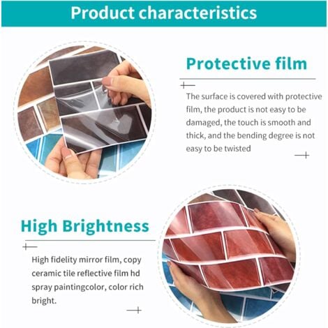 AlwaysHKitchen Tile Stickers, 12 Pieces Self Adhesive Tile Sticker Waterproof PVC Tile Stickers Self Adhesive Wall Tile Stickers for Bathroom and Kitchen
