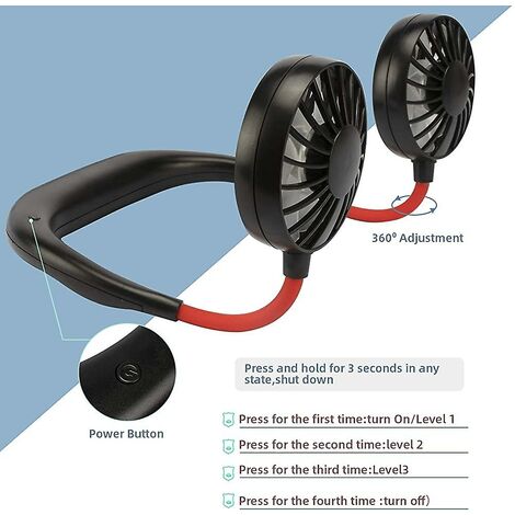 AlwaysHNeck Fan Small Personal Fan Portable Fan USB Fan Mini Neckband Sports Fan Portable Hands