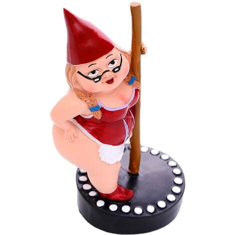 AlwaysHPole Dancing Gnome Statue, Resin Garden Gnome Statues, Funny Outdoor Gnome Figurine, Pole Dancing Garden Gnome, Spring Garden Statue, Dancing Lady Gnome Statue (Red)