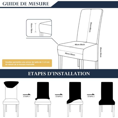 AlwaysH Set of 6 XL Stretch Gray Chair Covers for Dining Room Elastic Cover High Back Chairs Large Size Washable