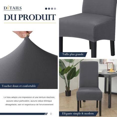 AlwaysH Set of 6 XL Stretch Gray Chair Covers for Dining Room Elastic Cover High Back Chairs Large Size Washable