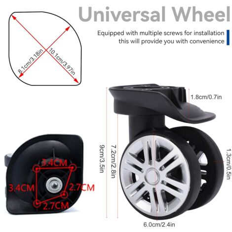 AlwaysH Soft Suitcase Casters, Suitcase Wheel, 1 Pair Luggage Replacement Wheels, Universal Suitcase Wheel, for Repalcement A19 Suitcase Mute Double Row Wheels
