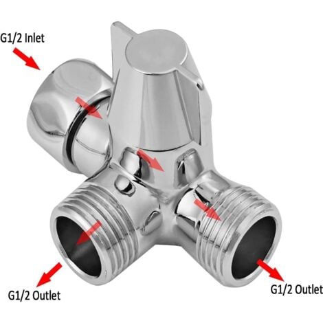 Buy Toilet Diverter Valve Copper T Adapter G1/2" Brass 3-Way Diverter