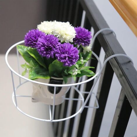 AlwaysH Hanging Flower Pot Holder, 5 Pieces Metal Hanging Flower Pot, Balcony Plant Pot Holder, Round Planter Baskets, for Home, Balcony, Garden, Railing