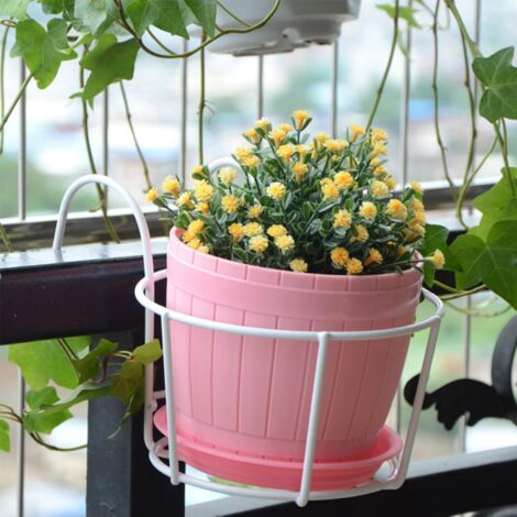 AlwaysH Hanging Flower Pot Holder, 5 Pieces Metal Hanging Flower Pot, Balcony Plant Pot Holder, Round Planter Baskets, for Home, Balcony, Garden, Railing