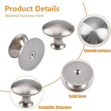 AlwaysH 4 Pack Stainless Steel Self-Adhesive Sliding Door Drawer Knobs with Mounting Screws for Glass Cabinet (35mm x 25mm)