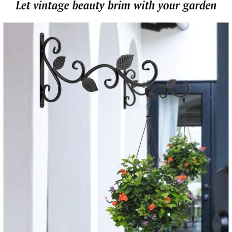 AlwaysH Iron Wall Hook Holder for Flower Pot, [2 PCS] Plant Hanger Bird-Shaped Wall Mount for Lantern Basket, Outdoor Balcony Garden Decoration - Black Varnish