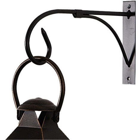 AlwaysH 2 Pieces Hanging Basket Bracket Outdoor Plant Hooks, Black Fence Hooks for Hanging Baskets, Metal Garden Hanging Hooks Plant Hanging Brackets Lanterns