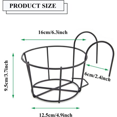 AlwaysH 3 Pieces Hanging Rail Planter Baskets Support Jardiniere Balcon Round Iron Hanging Flower Baskets, Suitable for Balcony, Garden, Fence, Indoor and Outdoor