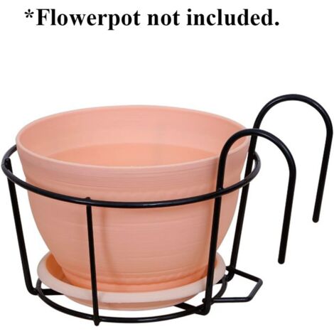 AlwaysH 3 Pieces Hanging Rail Planter Baskets Support Jardiniere Balcon Round Iron Hanging Flower Baskets, Suitable for Balcony, Garden, Fence, Indoor and Outdoor