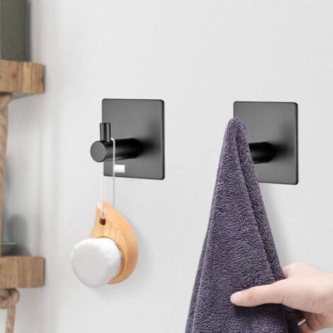 AlwaysH 4 Pieces 3M Adhesive Hook, Bathroom Wall, Kitchen Towel Hanger ...