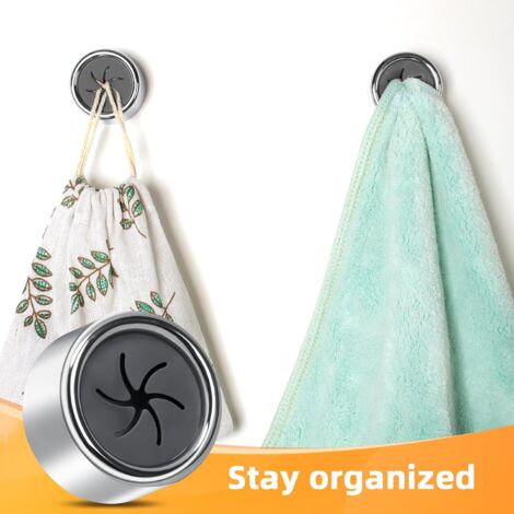 AlwaysH Set of 6 Tea Towel Holders, Kitchen Towel Hook, Round Tea Towel Hanger for Kitchen, Bathroom and Home, Kitchen Towel Hanger, Kitchen Towel Holder Without Drilling