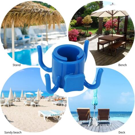 AlwaysH 2 pieces - Parasol hook - Towel hanger - Hanger - Towel holder skewer - Beach accessories, blue