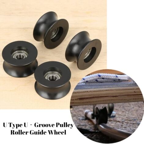 AlwaysH 4 pcs U Groove Pulley 0840UU Groove Wheel U Type U Pulley Roller Guide Wheel 8x40x20.5mm (4pcs)