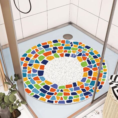 AlwaysH Non-Slip Shower Mat, 6060cm, Soft Comfort Safety Bath Mat with Drainage Holes, PVC Loofah Massage Shower Mat for Wet Areas, Quick Dry, Digital Printing
