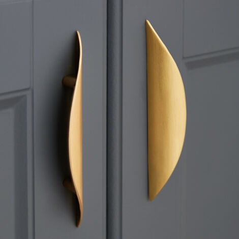 AlwaysH 4 Pcs Furniture Handles, Cupboard Pulls, Gold Drawer Pulls with 3-3/4 Inch Hole Spacing, Cupboard Door Handles, Kitchen Hardware