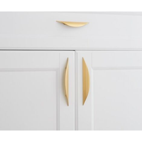 AlwaysH 4 Pcs Furniture Handles, Cupboard Pulls, Gold Drawer Pulls with 3-3/4 Inch Hole Spacing, Cupboard Door Handles, Kitchen Hardware