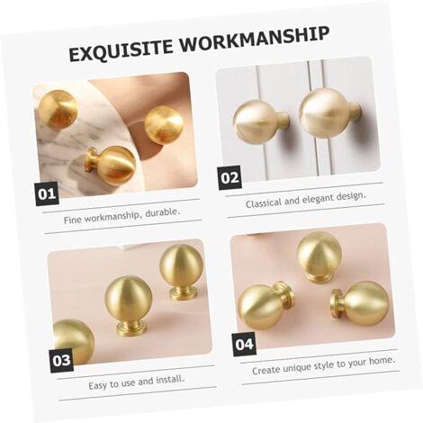 AlwaysH 3 Pieces Ball Handle Kitchen Cabinet Knobs Decorative Cabinet Knobs Drawer Pulls Gold Decor Brass Knob Round Vanity Tray Cabinet Handles Knobs