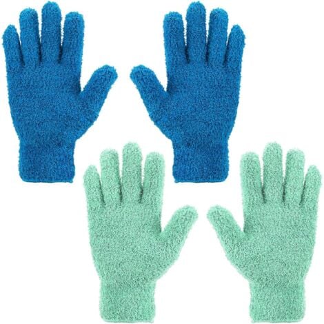 AlwaysH 2 Pairs Reusable Microfiber Gloves, Dust Gloves Microfiber Car Dusting Cleaning Glove for Home Cleaning