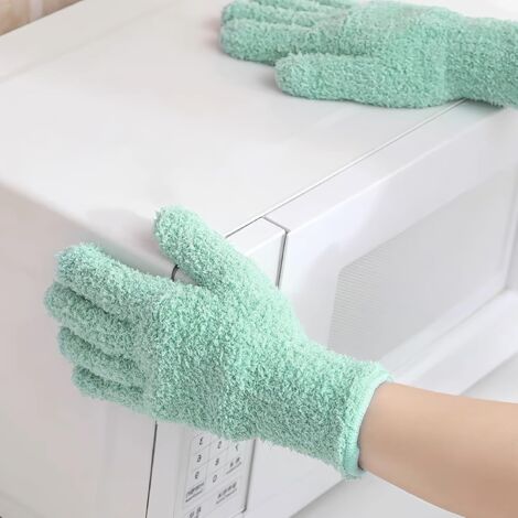 AlwaysH 2 Pairs Reusable Microfiber Gloves, Dust Gloves Microfiber Car Dusting Cleaning Glove for Home Cleaning