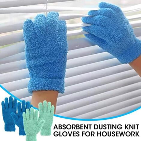 AlwaysH 2 Pairs Reusable Microfiber Gloves, Dust Gloves Microfiber Car Dusting Cleaning Glove for Home Cleaning