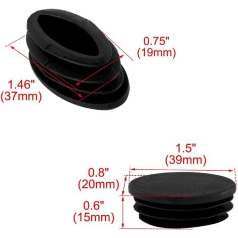 AlwaysH 10pcs Chair Leg Cap End Cap Leg Tube Insert Table Furniture Protection Oval Plastic Black 20×40mm
