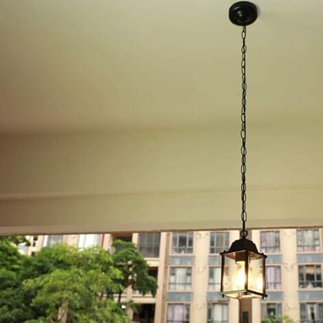 AlwaysH Industrial Pendant Light Vintage Pendant Light E27, Black, Waterproof Outdoor Chandelier, Outdoor Lighting Fixtures for Gardens, Hallways, Porches
