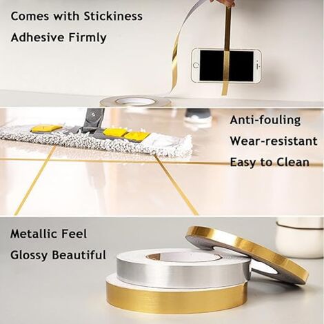 AlwaysH 【50 Meters Wall Molding】The beautiful decorative adhesive tape helps brighten up and beautify your tiles, giving your home a whole new look.