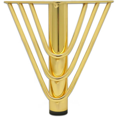 AlwaysH 4Pcs Gold Metal Furniture Legs, Modern Chic Elegant Replacement Sofa Leg, 15cm Coffee Table Leg, TV Cabinet, Bathroom Cabinet Floor Protection + Non-Slip Silent Base
