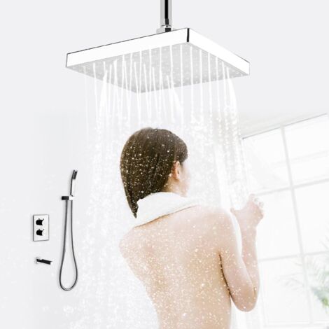 AlwaysH 7 Color Changing Led Light Shower Head Rain Square Bathroom ...