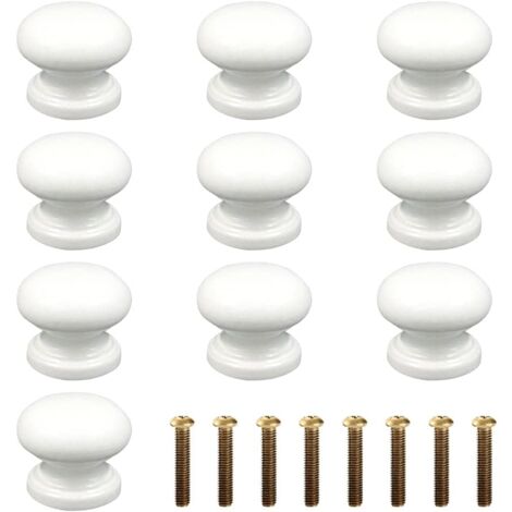 Oumefar 10Pcs Wood Round Mushroom Drawer Handles - Cabinet Knobs With Screws For Furniture, Closet, Cupboard - View #9