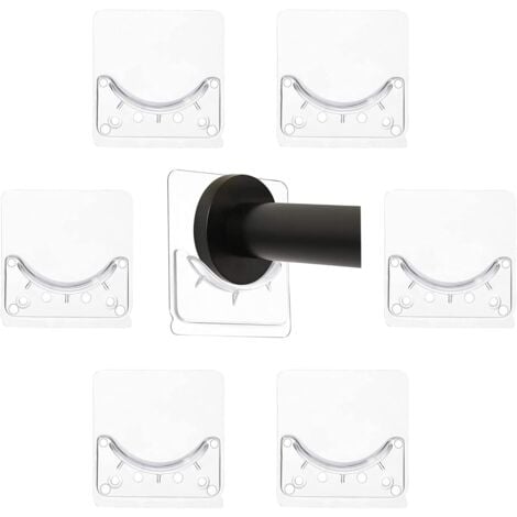 AlwaysH 6Pcs Adhesive Curtain Rod Holder Bath Curtain Rod Pole Holder Wall Mounted Towel Closet Pole Rod Hooks Shower Bar Mount Rod Holder for Home Bathroom