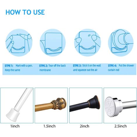 AlwaysH 6Pcs Adhesive Curtain Rod Holder Bath Curtain Rod Pole Holder Wall Mounted Towel Closet Pole Rod Hooks Shower Bar Mount Rod Holder for Home Bathroom