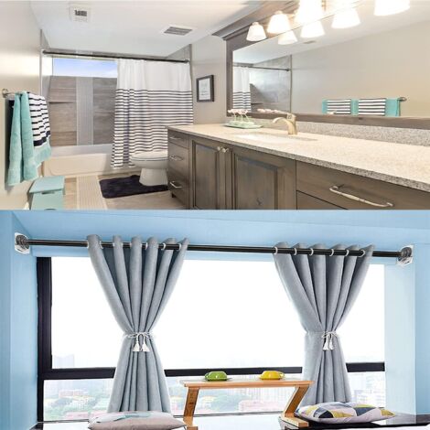 AlwaysH 6Pcs Adhesive Curtain Rod Holder Bath Curtain Rod Pole Holder Wall Mounted Towel Closet Pole Rod Hooks Shower Bar Mount Rod Holder for Home Bathroom