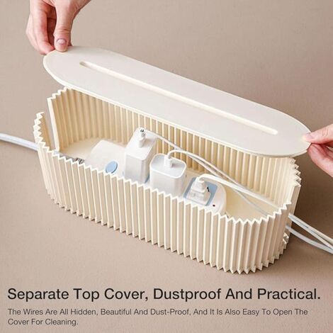 AlwaysH Cord Box, Safe Portable Cable Storage Boxes Socket Boxes, Flexible Extension Wire Hider Surge Protector Organizer Box for Office Home Kitchen Living Room