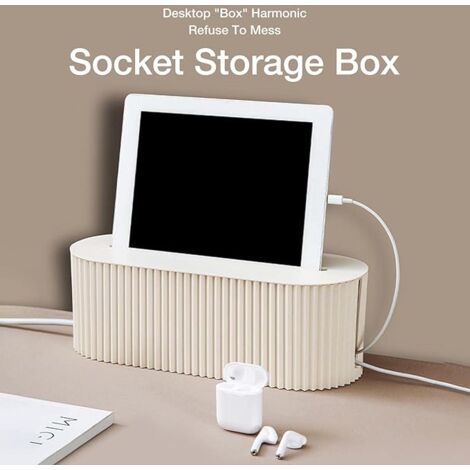 AlwaysH Cord Box, Safe Portable Cable Storage Boxes Socket Boxes, Flexible Extension Wire Hider Surge Protector Organizer Box for Office Home Kitchen Living Room