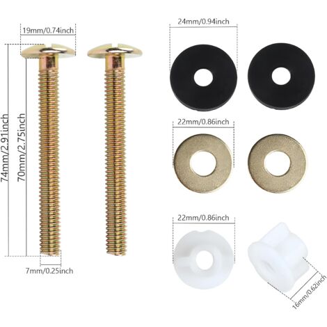 AlwaysH 2 Pieces Toilet Seat Screws, Universal Toilet Lid Fixing Screws, Toilet Lid Fixing Screws, Hinged Toilet Seat Screws Fixings